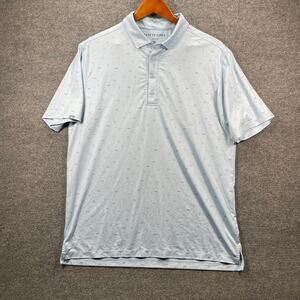 Matte Grey Golf Polo Shirt Men's Large Blue Cocktail/Shades Geometric Casual